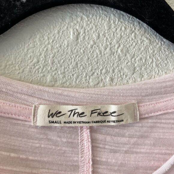 We The Free People Top Size Small Pink Knit Natasha Ruched Ruffle Long Sleeve - Picture 2 of 16